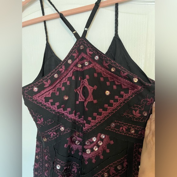 FREE PEOPLE Black Magic Mirror Bodycon Sheath Embroidered Sequin Dress Size 12 - Picture 10 of 12